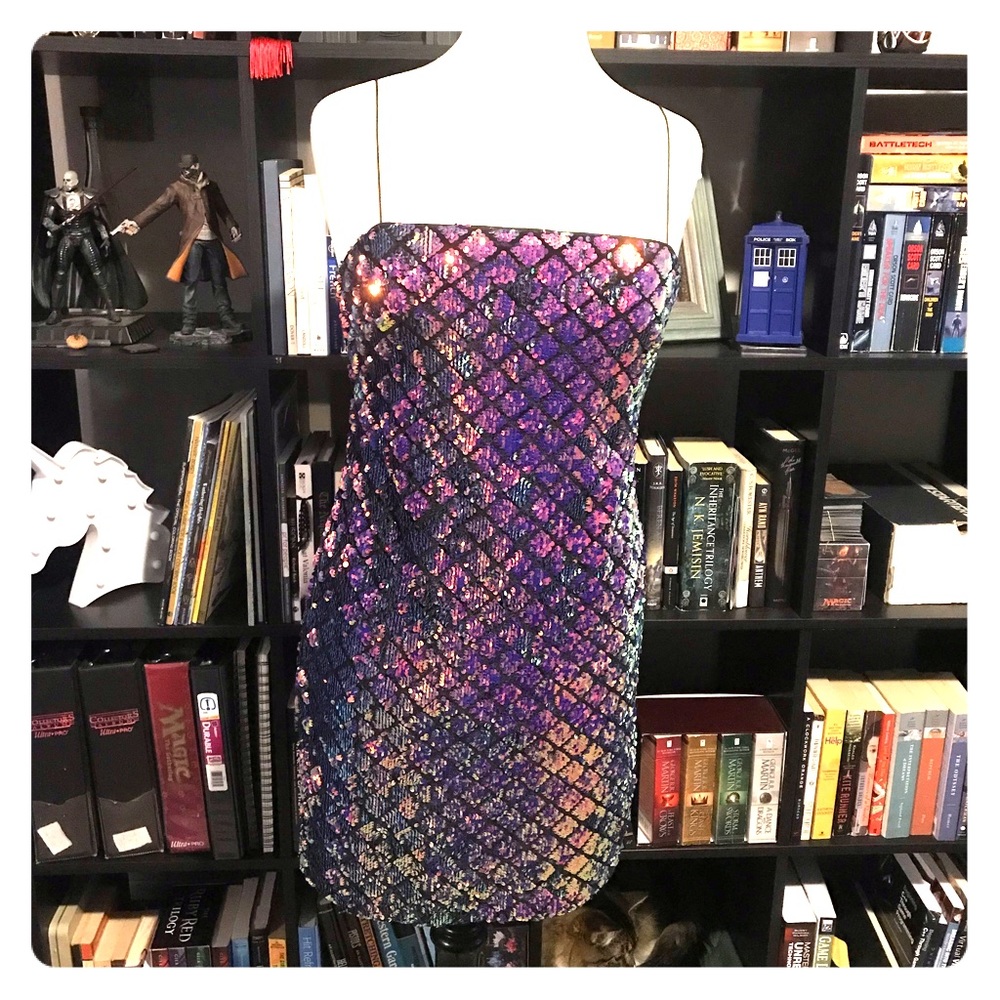 Topshop sequin spaghetti strap dress